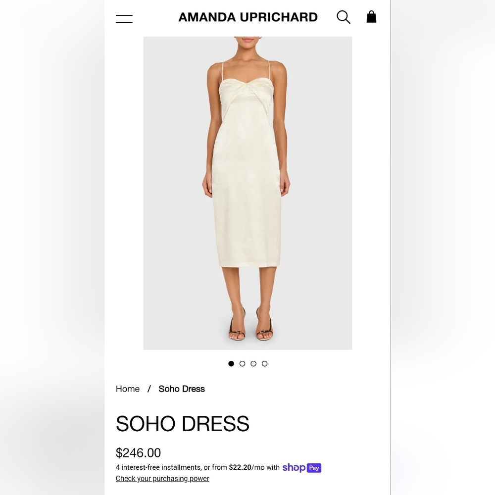 NWT Amanda Uprichard Ivory White Satin Sweetheart Soho Midi Dress – Sz Medium